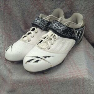 Reebok RBK Football Cleats White‎ Black Silver Mens Size 12.5